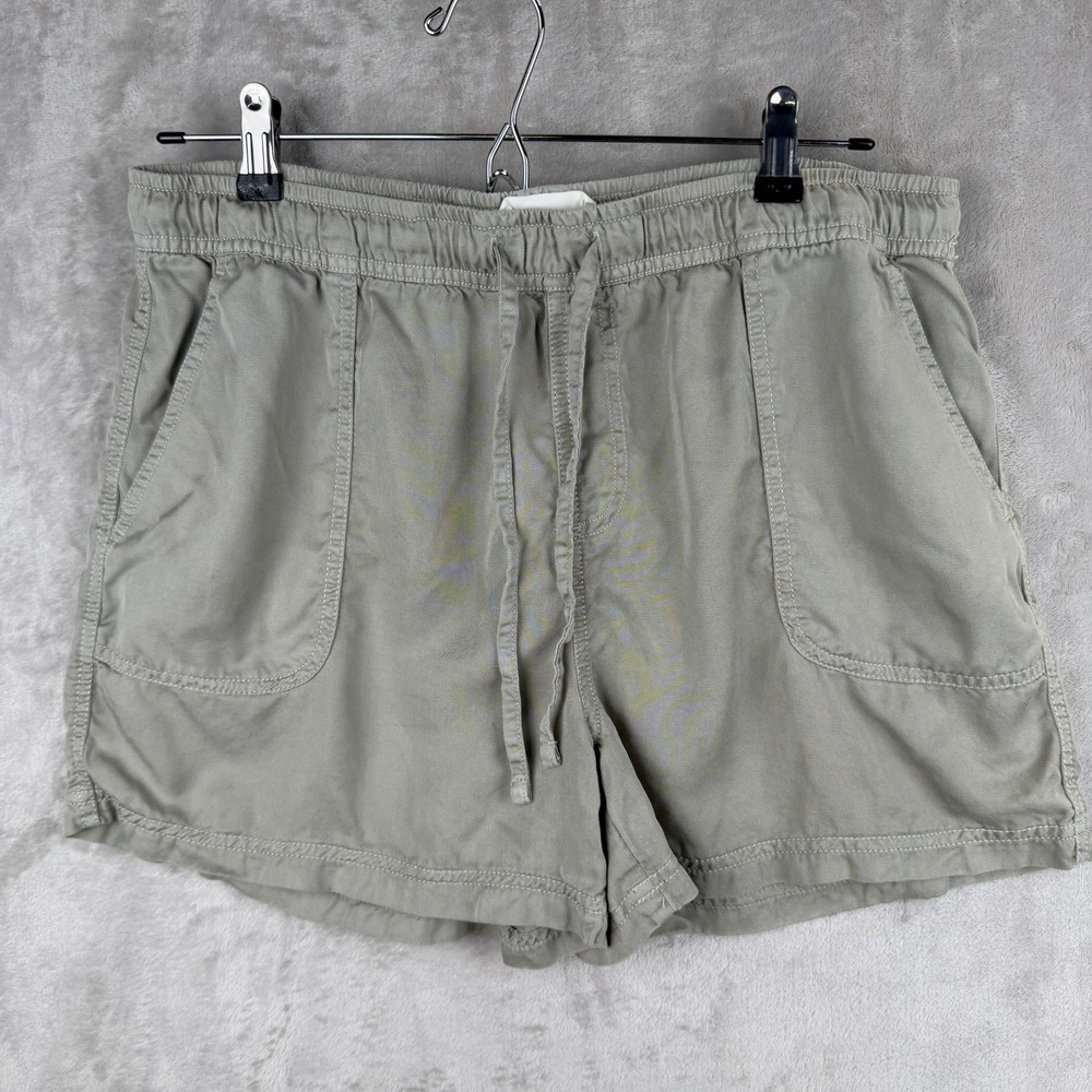 C&C California Womens Large Sage Green Lyocell Drawstring Utility Shorts Pockets